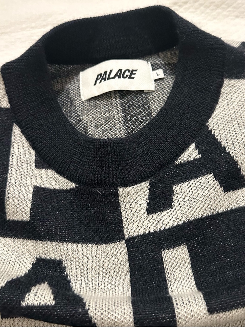 Palace Check it Knit Sweater Black/Grey - Picture 6 of 8